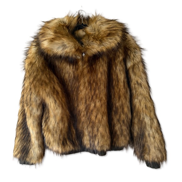 NAADAM Faux Fur cashmere reversible bomber jacket coat brown NWT M - Picture 4 of 10